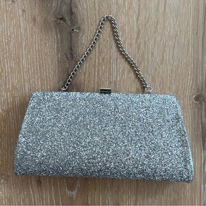 Elegant Silver Glitter Clutch